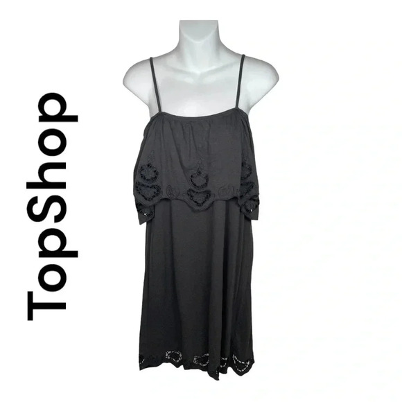 Topshop off the shoulder black dress sz‎ 8 - Picture 1 of 5